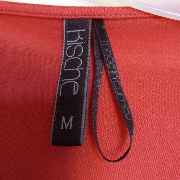 KISCHE low v-neck shoulder studs. M/L 100% rayon soft and sexy burnt orange nwot - Picture 4 of 6